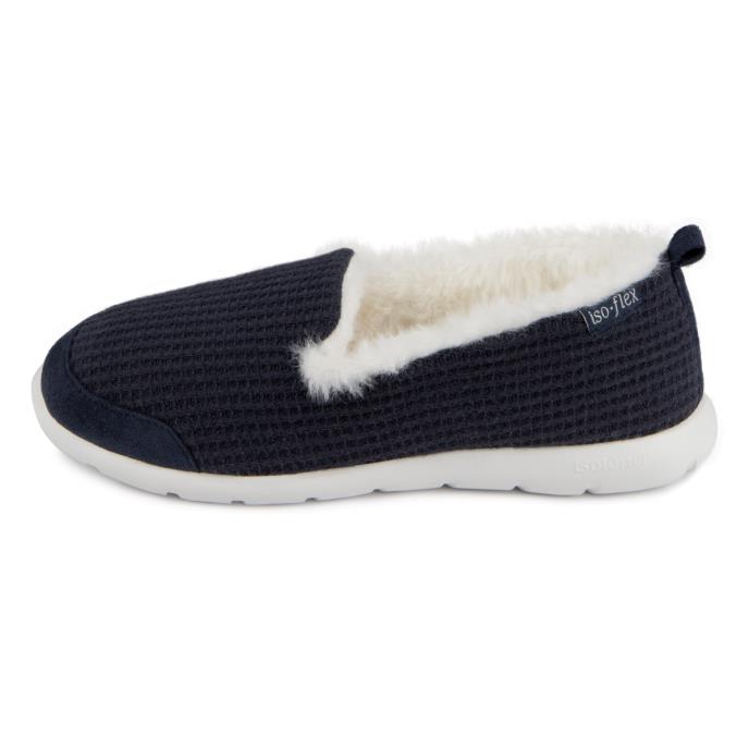 Isotoner® Ladies Iso-Flex Waffle Full Back Slipper Navy Extra Image 3